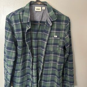 Vans Green and Blue Plaid Men's Shirt